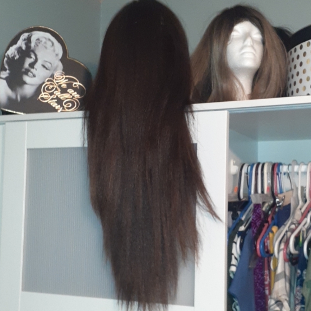 Long medium brown wig